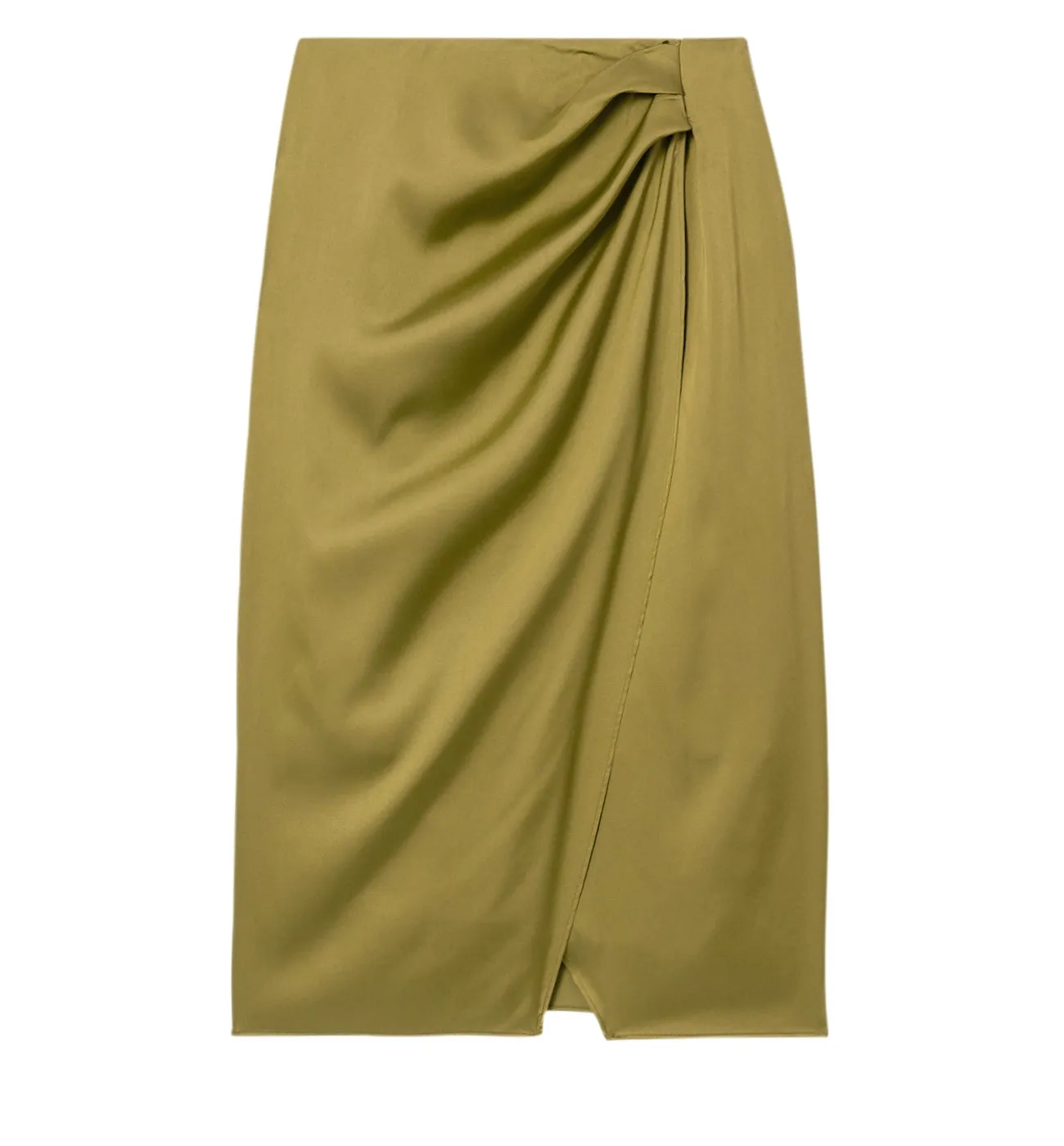 Brown Satin Midi Skirt Women
