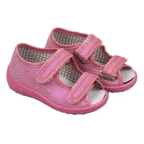 Chaussons pour filles, sandales maison scintillantes roses Nazo