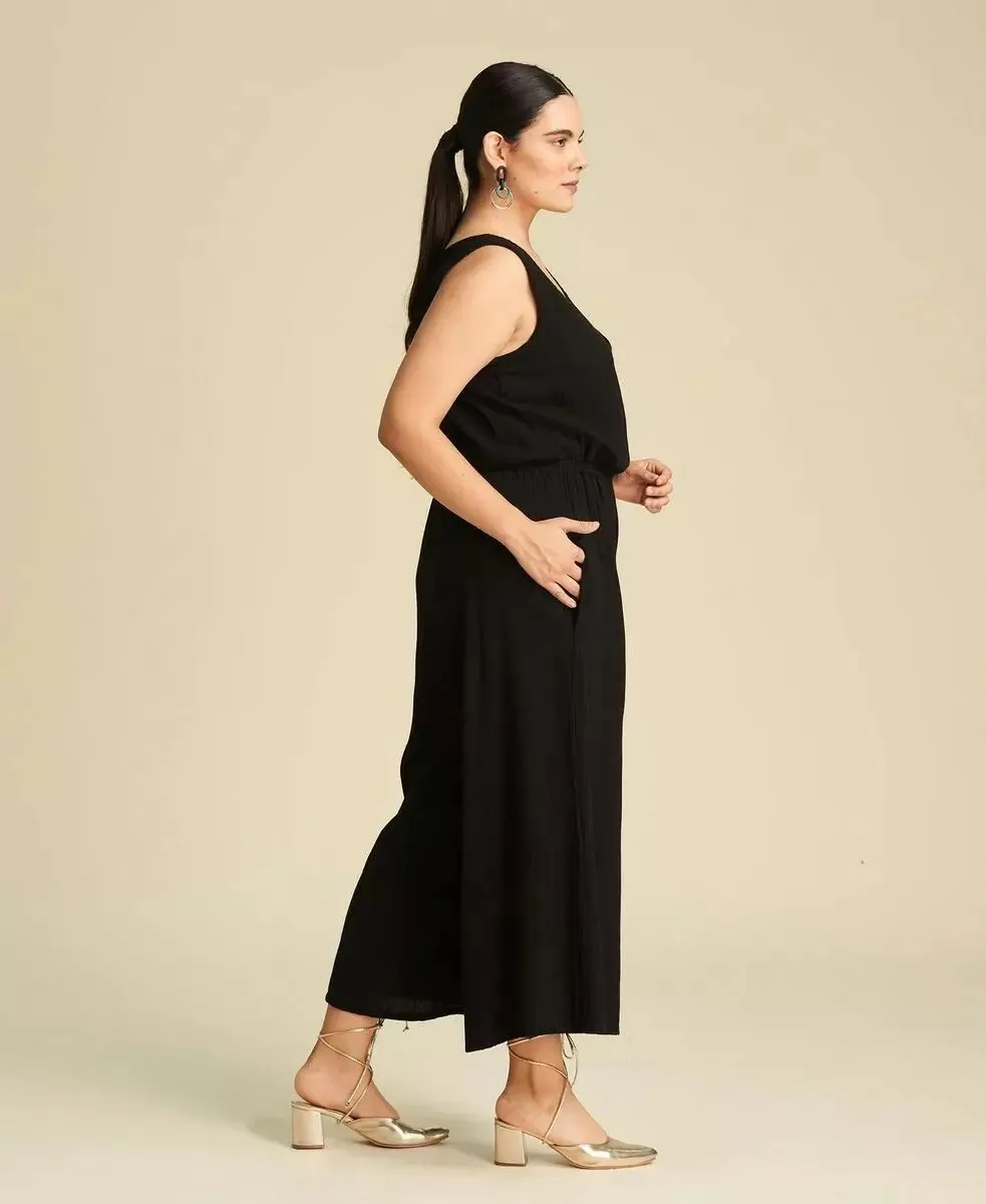 Black cotton Ahuma wrap dress.