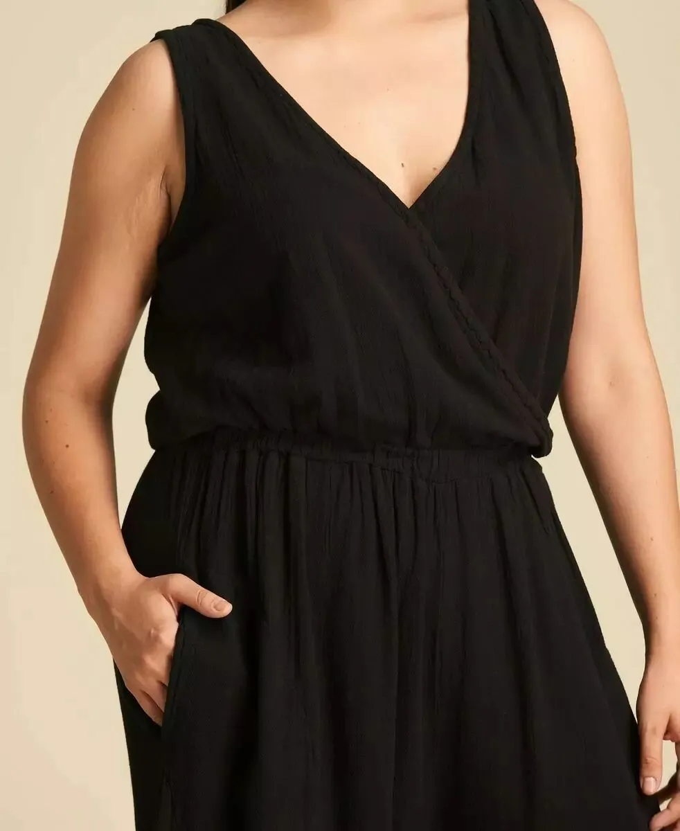 Black cotton Ahuma wrap dress.