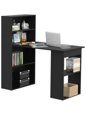 Computer Desk + Bookshelf 120cm x 55cm x 120cm - Black