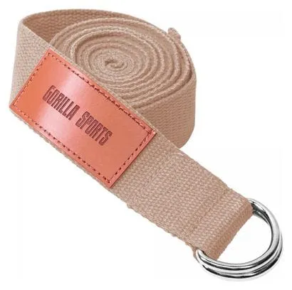 Cotton Yoga Strap - Stretching Band with Metal Clasps - 11 Colors - Brown Color