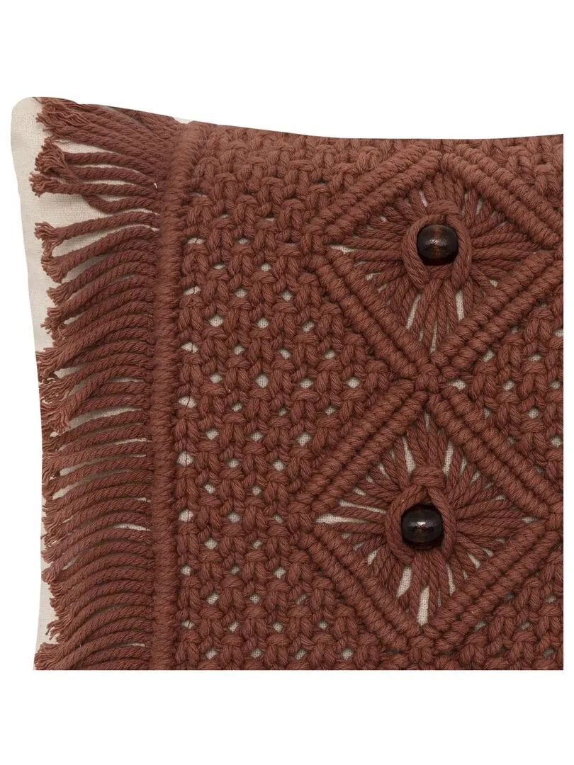 Macrame Band Decorative Cushion - Dark Brown