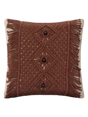 Macrame Band Decorative Cushion - Dark Brown