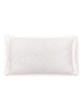 Cushion cover with fringed trim 'CHARMING TODAY' - White