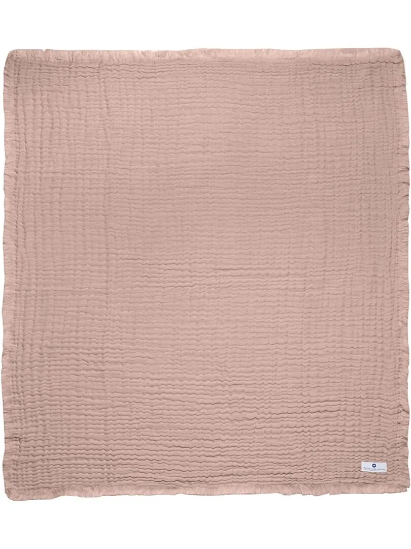 Breathable Baby 4-in-1 Pale Pink Muslin Blanket with Fringes