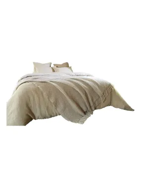 Gabin Beige Fringed Bedspread