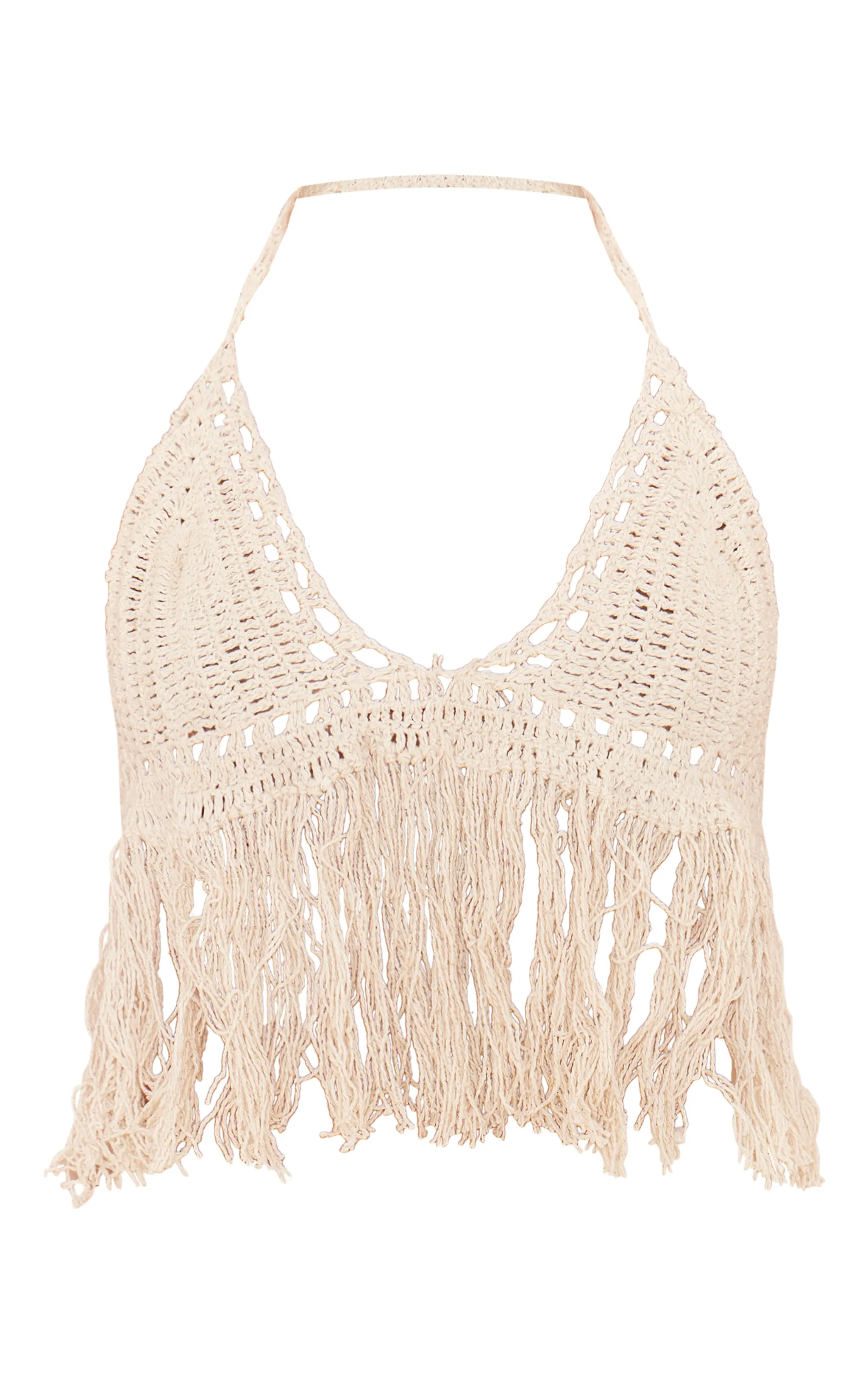 Crochet Cream Beach Top with Fringes