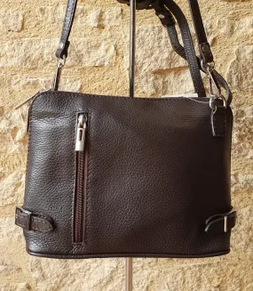 Dark Brown Grained Leather Clutch