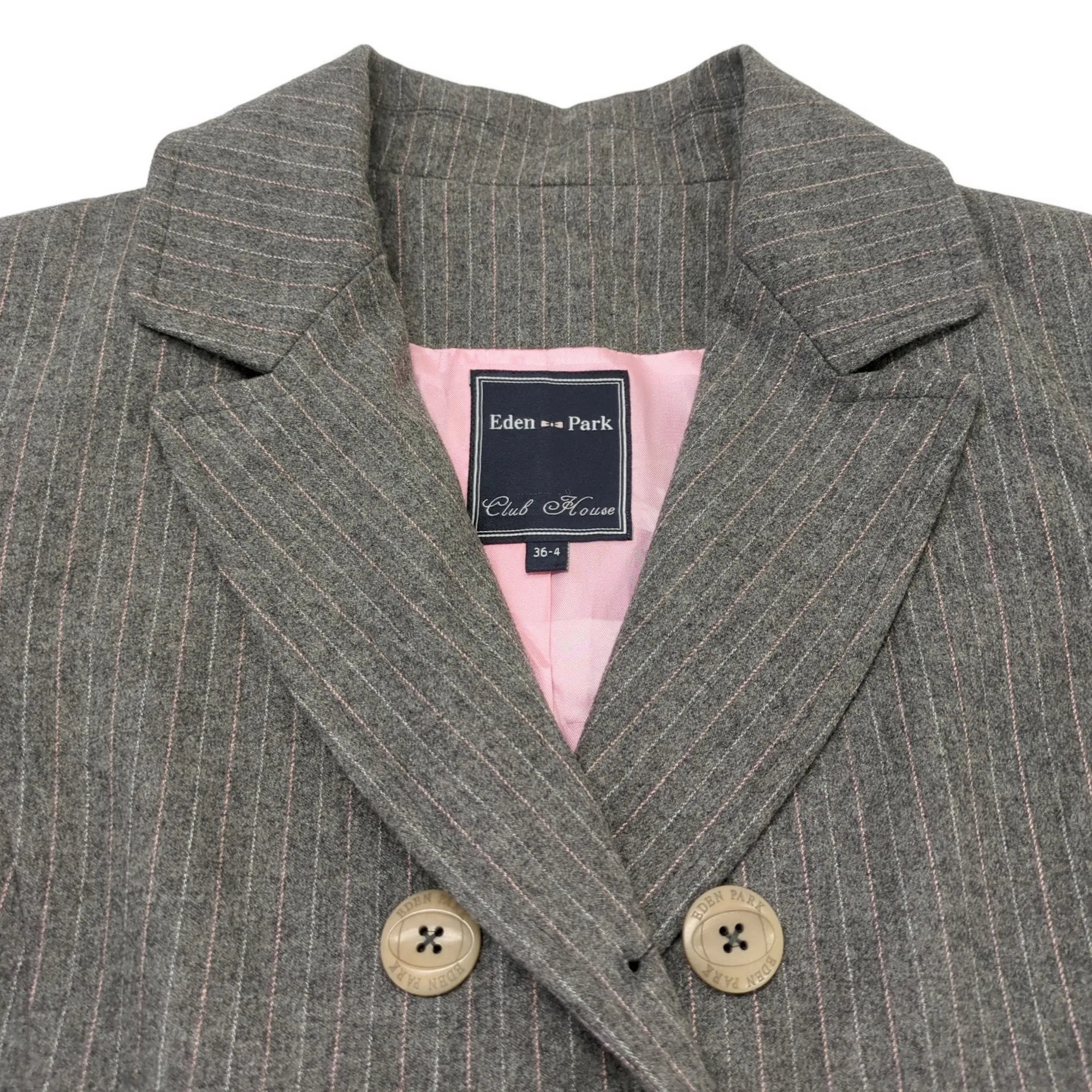 Eden Park gray wool blazer with pink pinstripes size 36/4