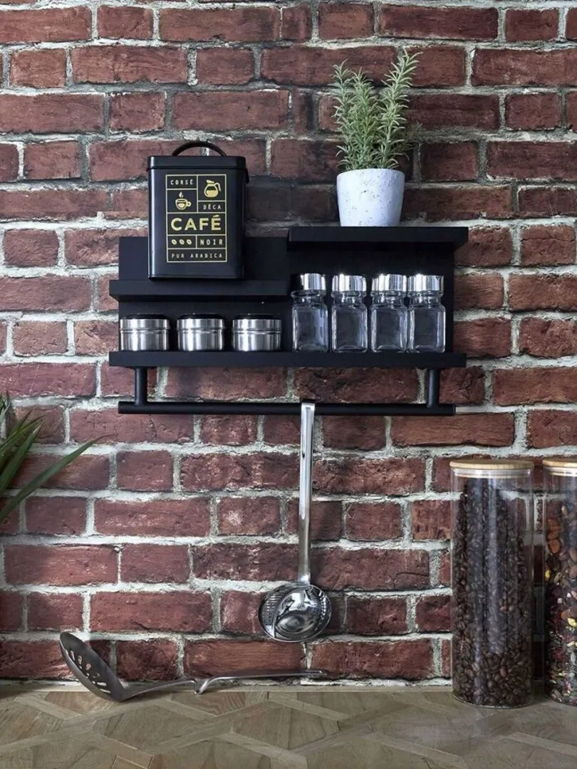 Black Wooden Wall Shelf - Black