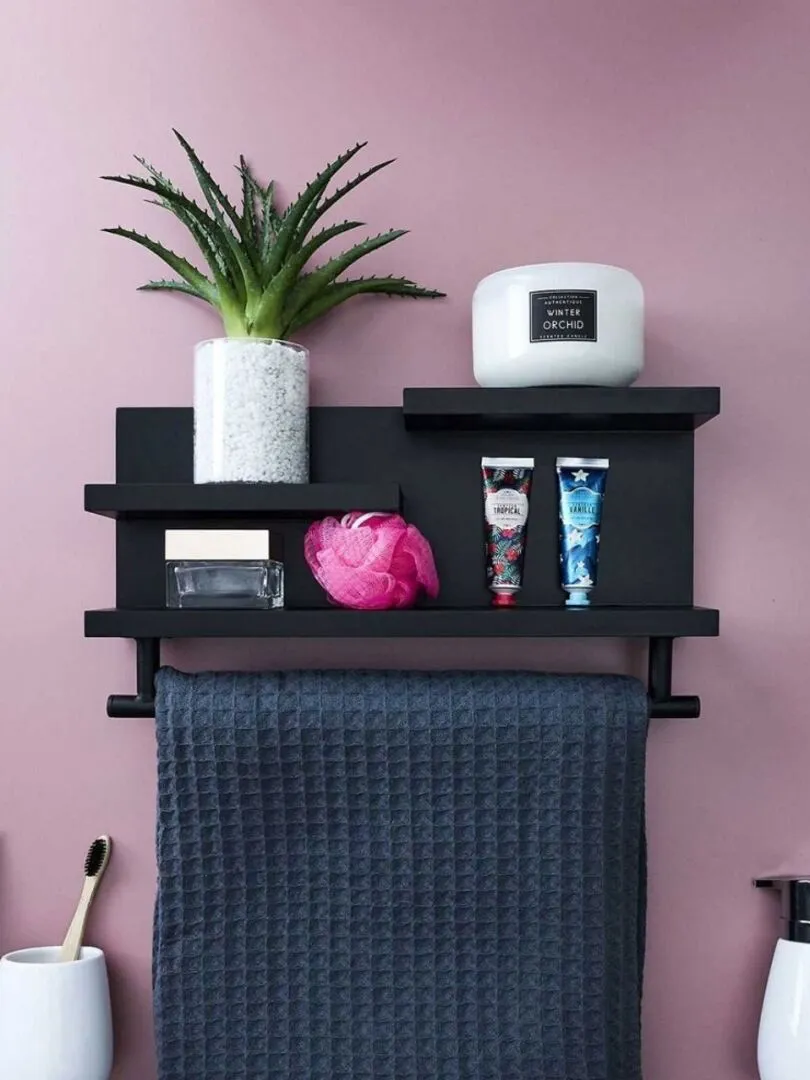 Black Wooden Wall Shelf - Black