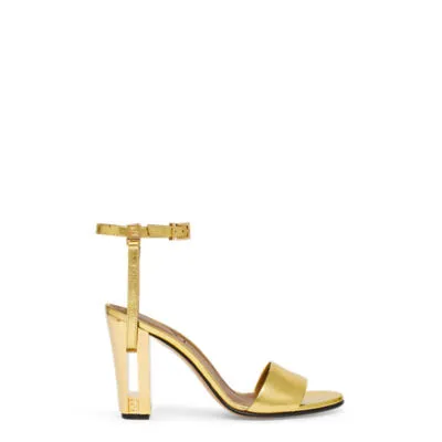 Fendi Gold Leather Stiletto Sandals - Delfina