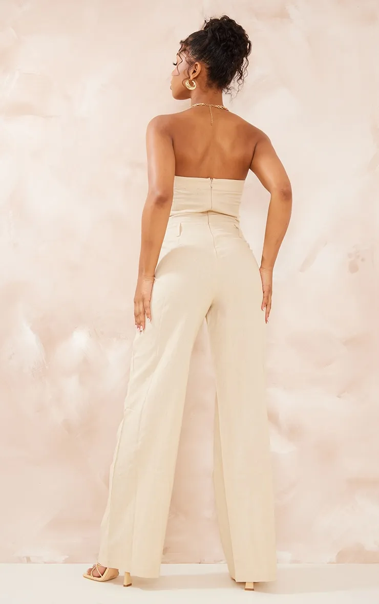 Fitted Strapless Linen-Look Jumpsuit