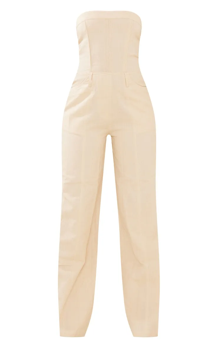 Fitted Strapless Linen-Look Jumpsuit