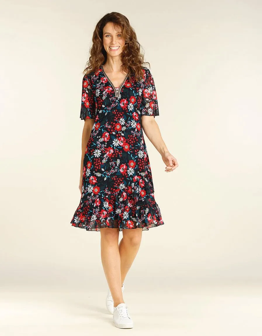 Floral Mesh Dress - Dresses & Skirts