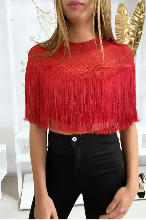 Fringed red crop top