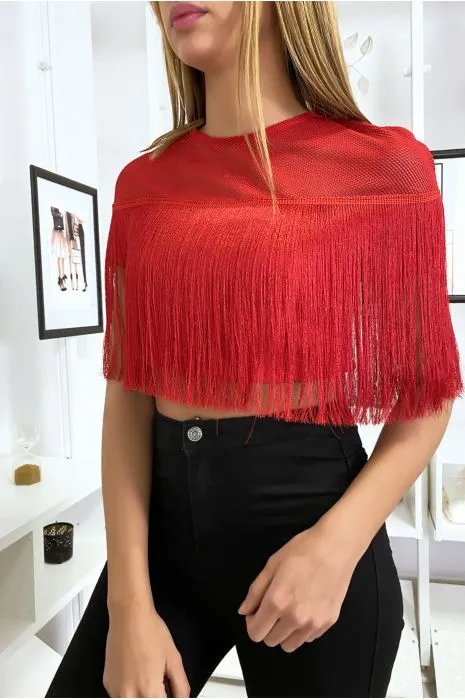 Fringed red crop top