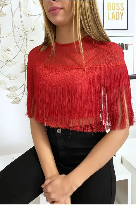 Fringed red crop top