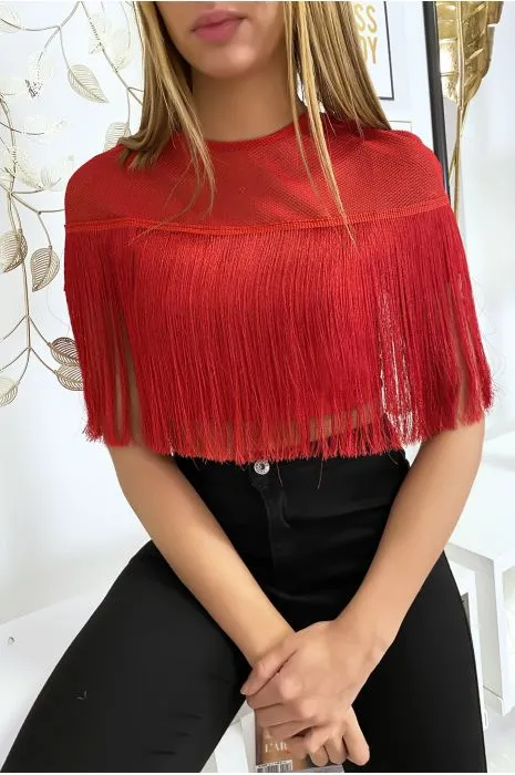 Fringed red crop top