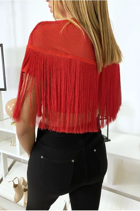 Fringed red crop top