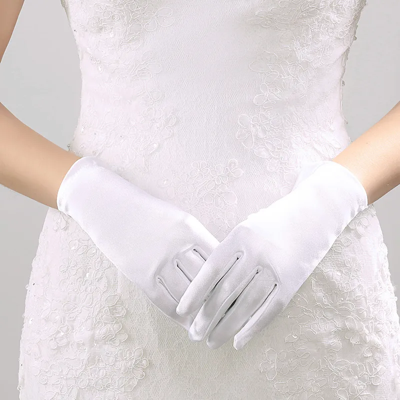 Gants De Mariage Court Doigt Pour Femmes Poignets Ivory Poignets En Satin Simple Gant De Mariée Luva De Noiva Accessoire Du 2,77