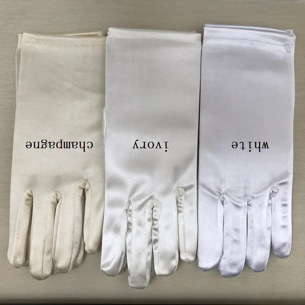 Gants De Mariage Court Doigt Pour Femmes Poignets Ivory Poignets En Satin Simple Gant De Mariée Luva De Noiva Accessoire Du 2,77