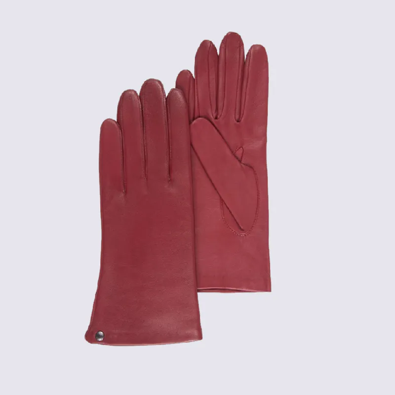 Gants pour femme Isotoner en cuir d'agneau pleine fleur rouge I Igert Chausseur & Maroquinier