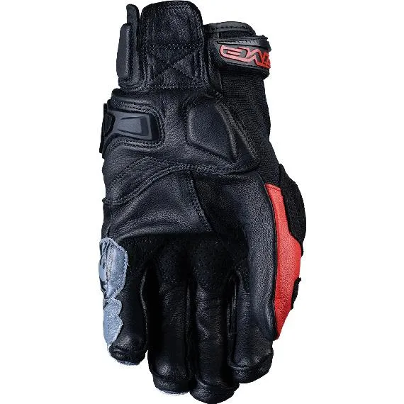 Five SF2 Motorcycle Gloves in Grey and Fluorescent Red at MAXXESS.FR, Mid-Season Motorcycle Gloves