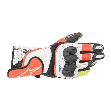 Gants SP-2 V3 ALPINESTARS blanc/rouge/jaune fluo - MAXXESS.FR, Gants moto racing