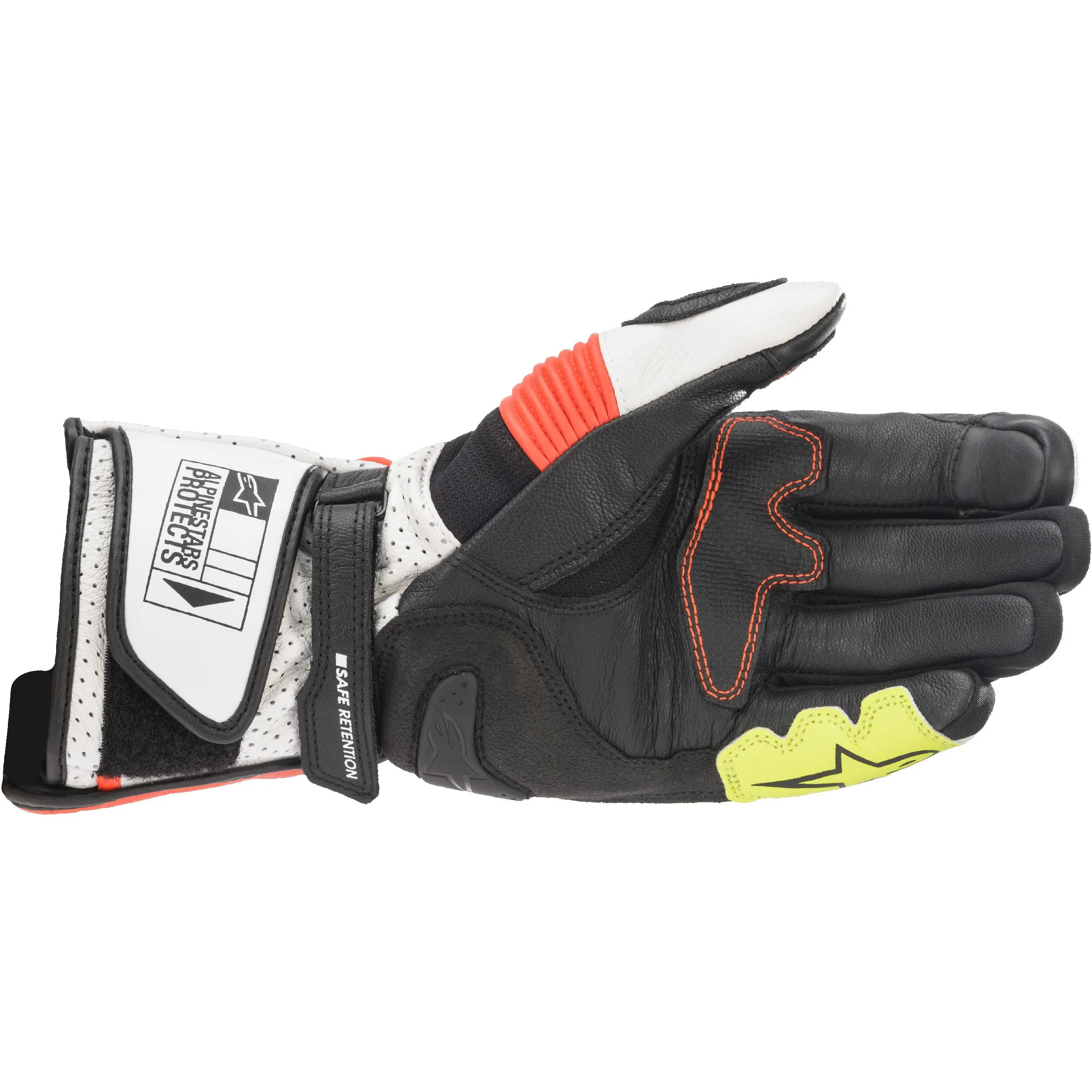 Gants SP-2 V3 ALPINESTARS blanc/rouge/jaune fluo - MAXXESS.FR, Gants moto racing