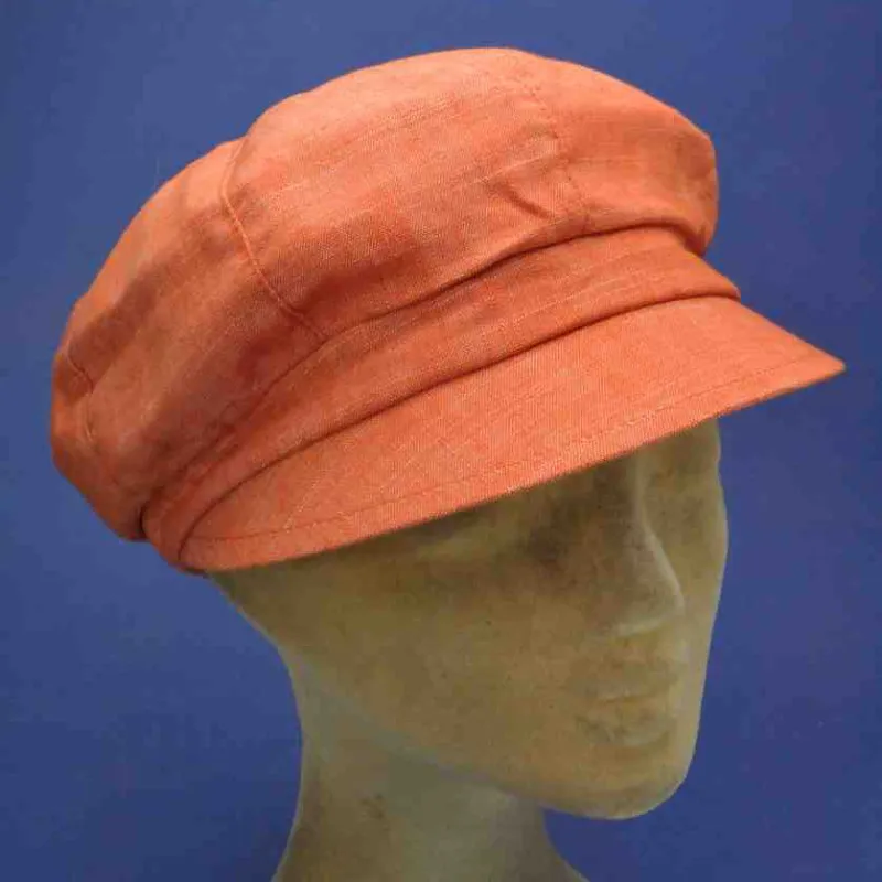 Cotton and Linen Brick Red Cap for Women