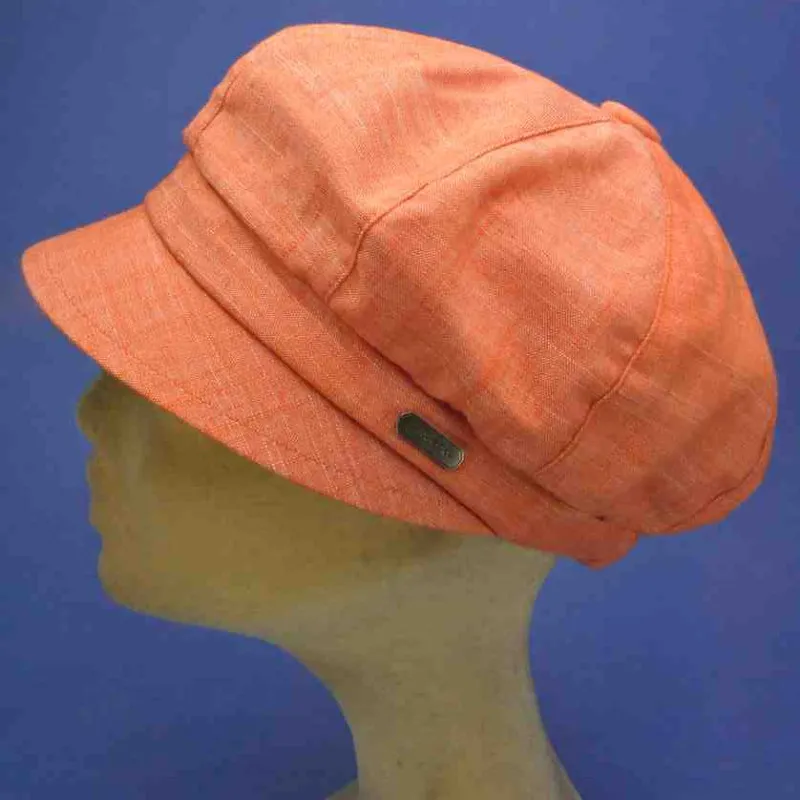 Cotton and Linen Brick Red Cap for Women