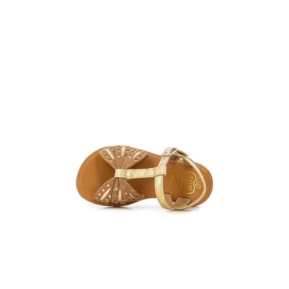 Girls' Glittery Golden Leather Sandals