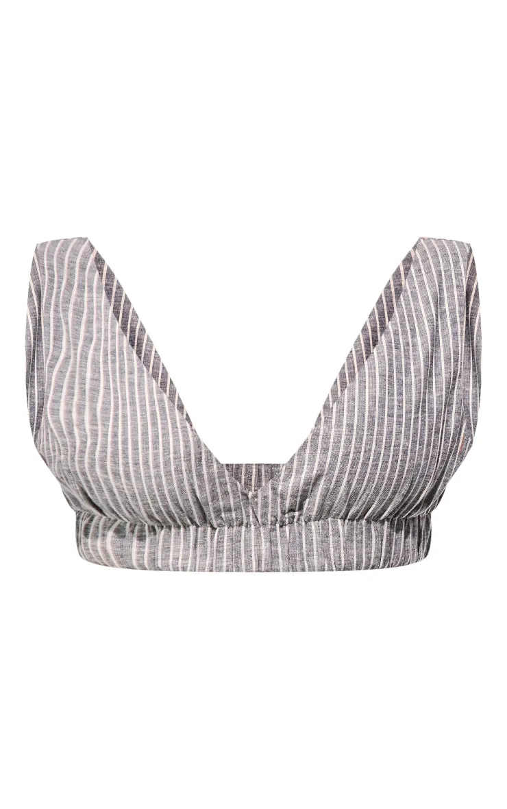 Grey Striped Linen Bralette