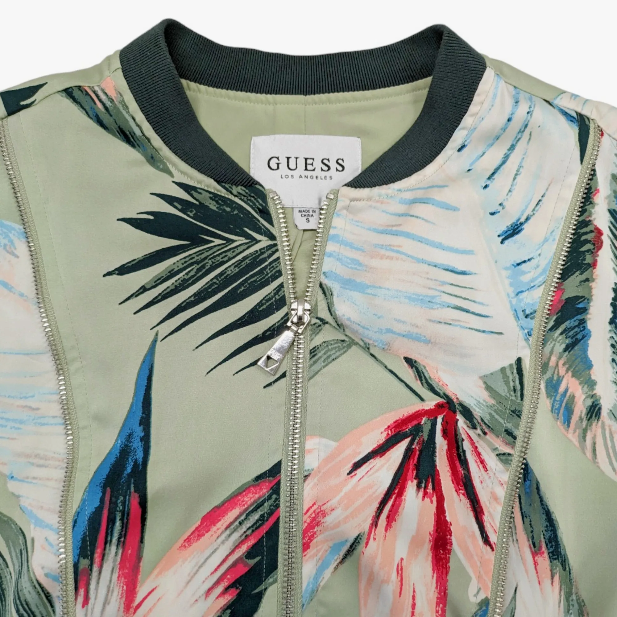 Guess Tropical Printed Bomber Jacket Teddy Blouson.