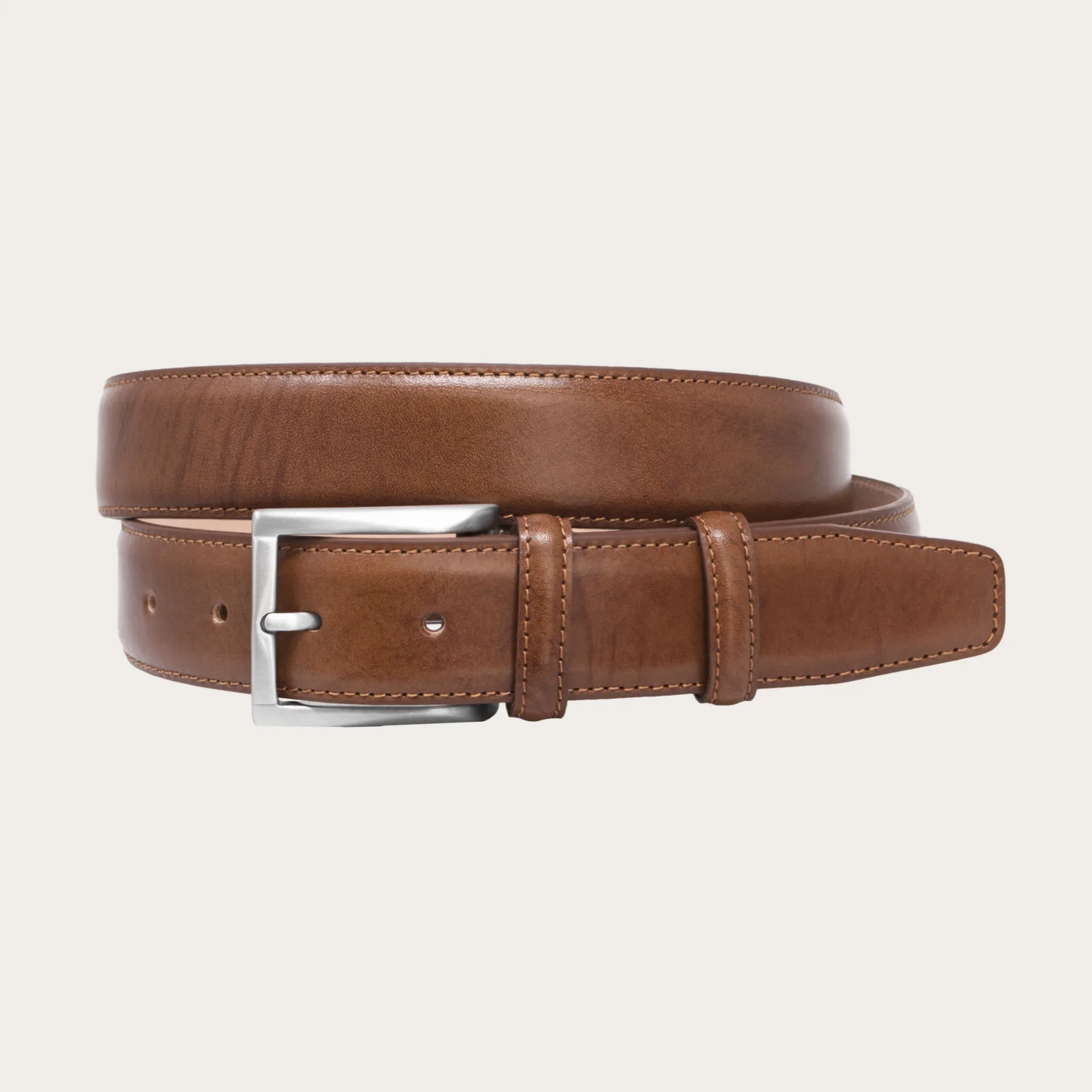 Hand-Stamped Cognac Leather Belt | BRUCLE Handcrafted Belts