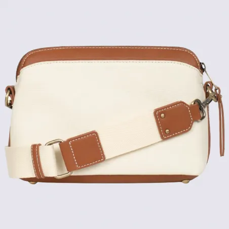 Hexagona shoulder bag, two-tone ivory cognac women's shoulder bag | Igert Shoe & Leather Goods