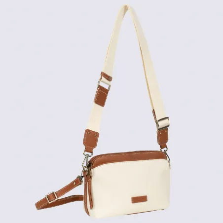 Hexagona shoulder bag, two-tone ivory cognac women's shoulder bag | Igert Shoe & Leather Goods