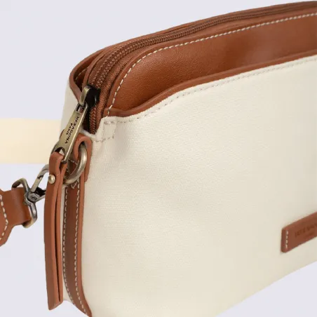 Hexagona shoulder bag, two-tone ivory cognac women's shoulder bag | Igert Shoe & Leather Goods