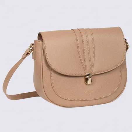 Hexagona taupe shoulder bag with flap for women | Igert Shoes & Leather Goods