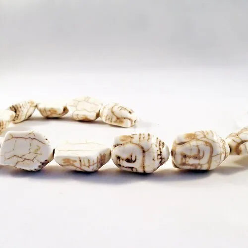 Howlite Buddha Head Beige Vintage Perle Connector Zen Spiritual Meditation Yoga