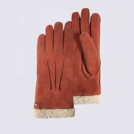 Isotoner women's leather gloves in mandarin orange full-grain lambskin | Igert Shoes & Leather Goods