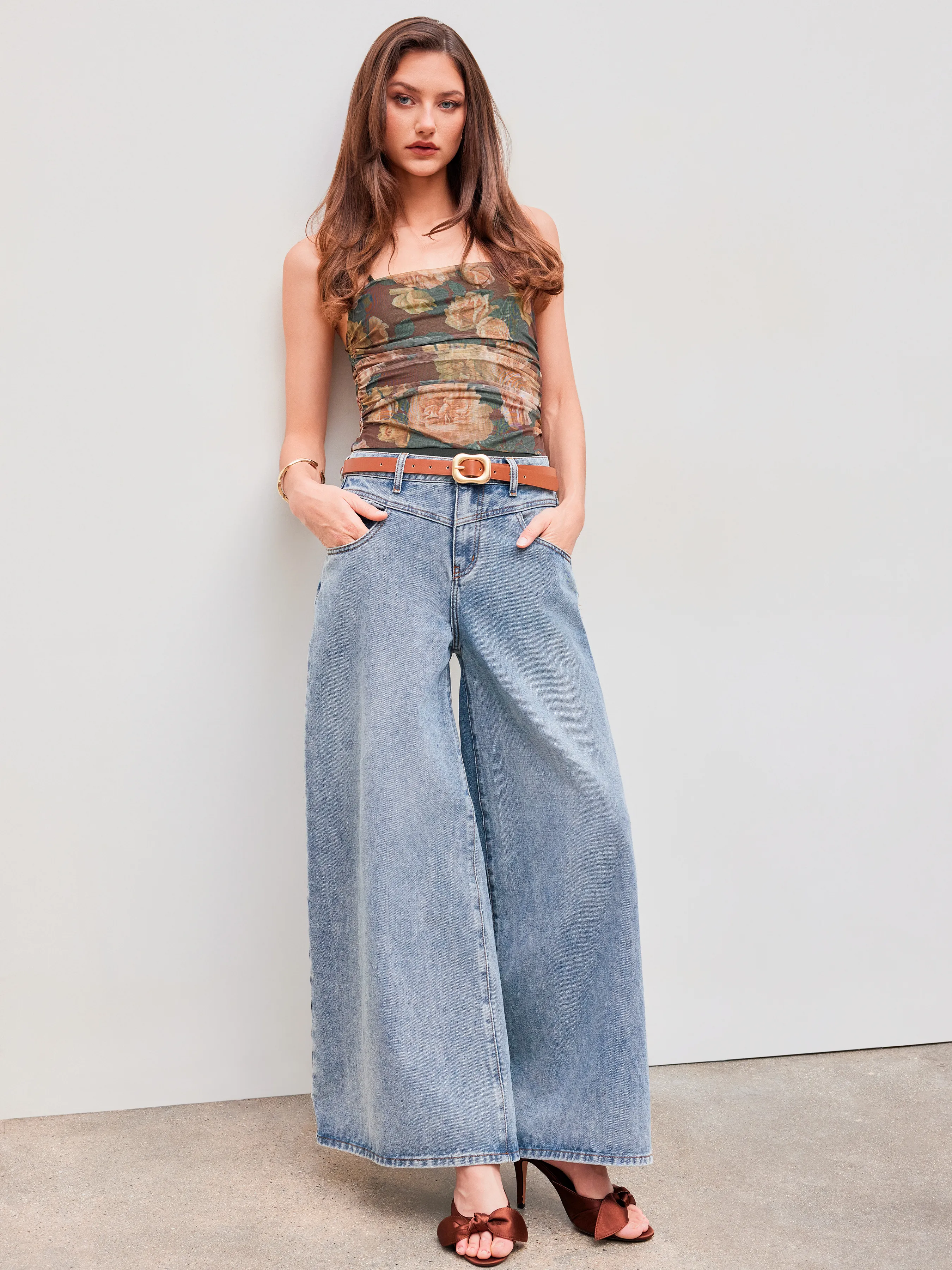 Wide-leg Baggy Low-rise Cider Denim Jeans