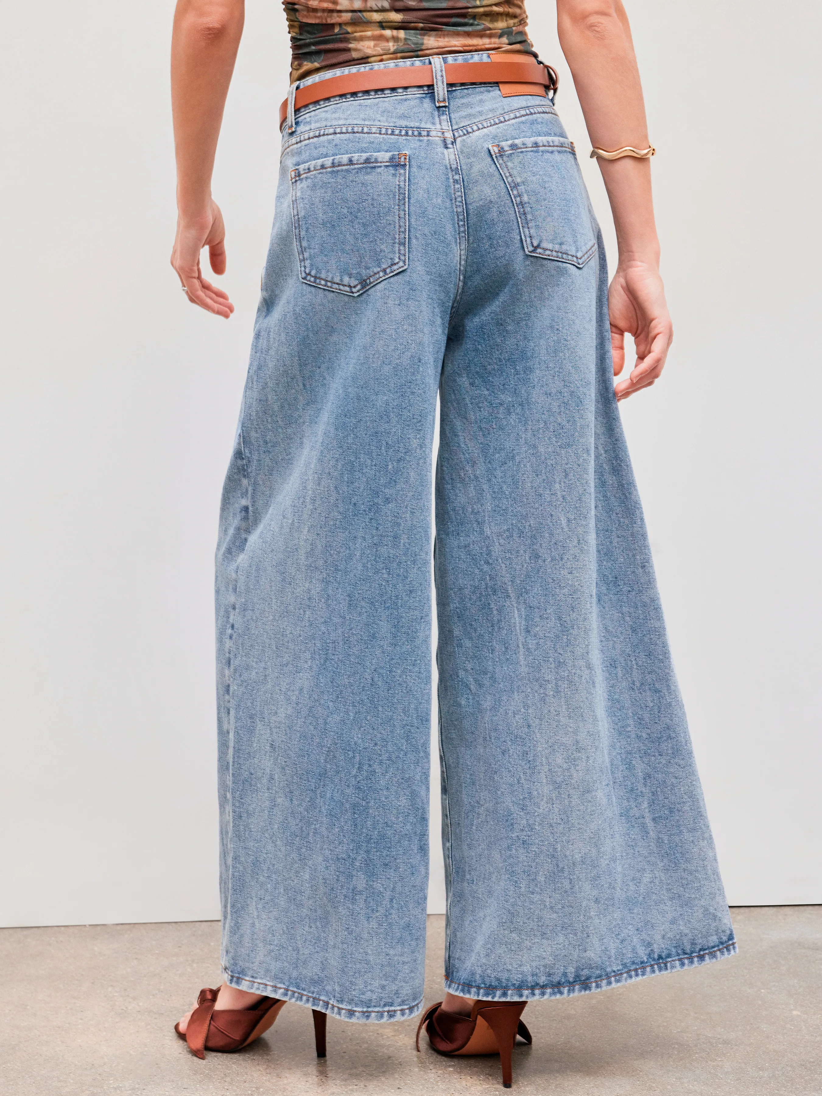 Wide-leg Baggy Low-rise Cider Denim Jeans