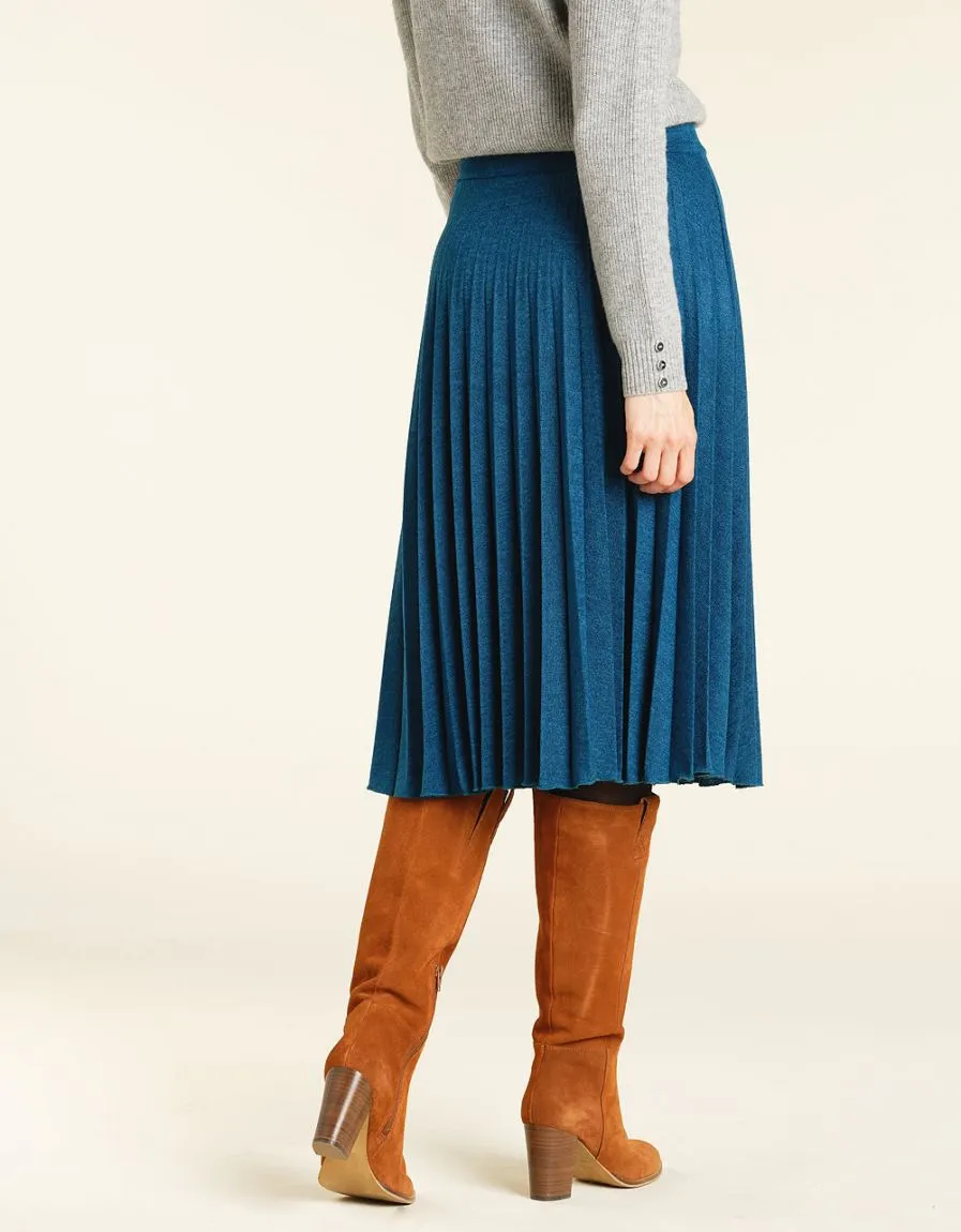 Blue Pleated Long Skirt - Skirts