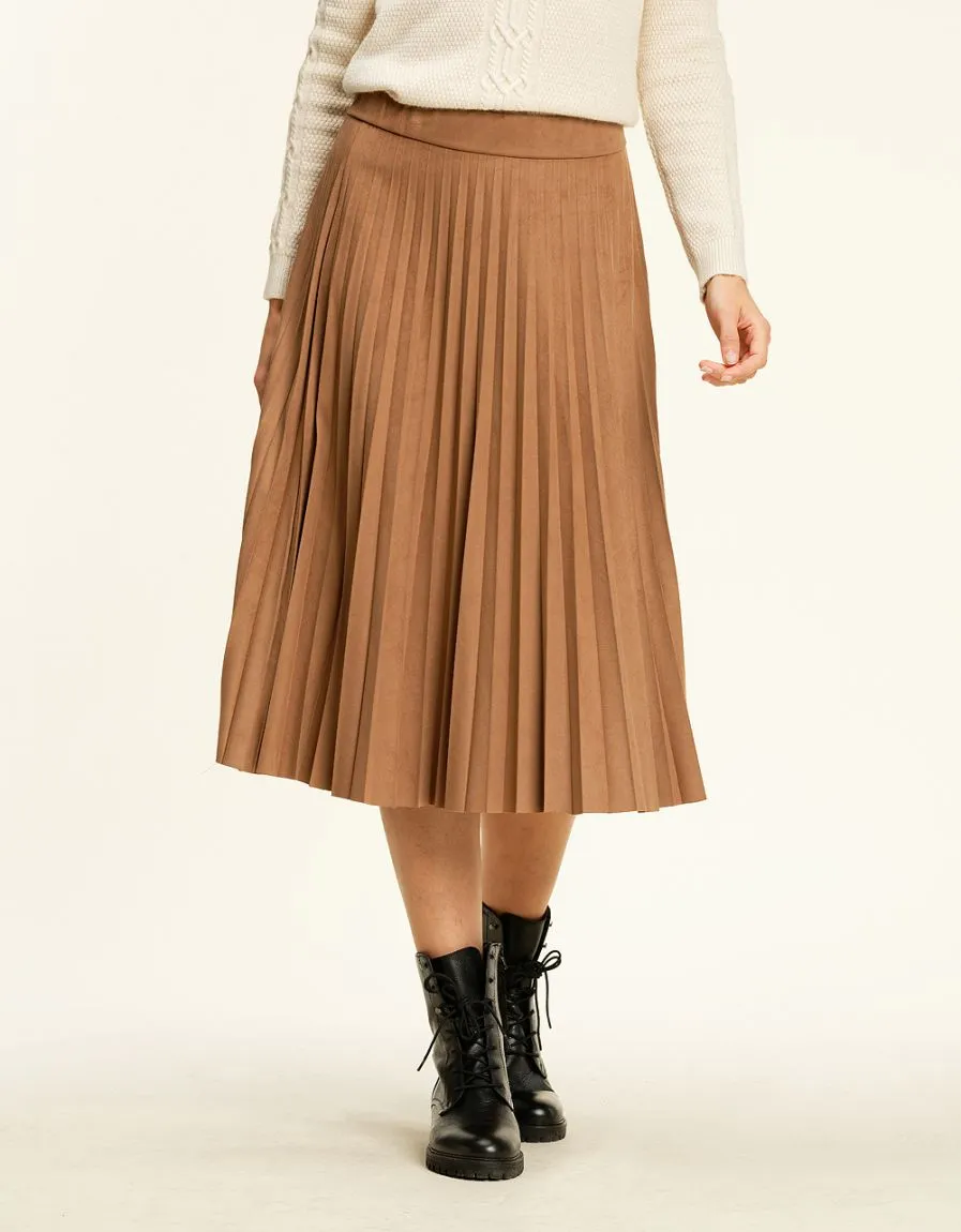 Camel pleated maxi skirt - Skirts