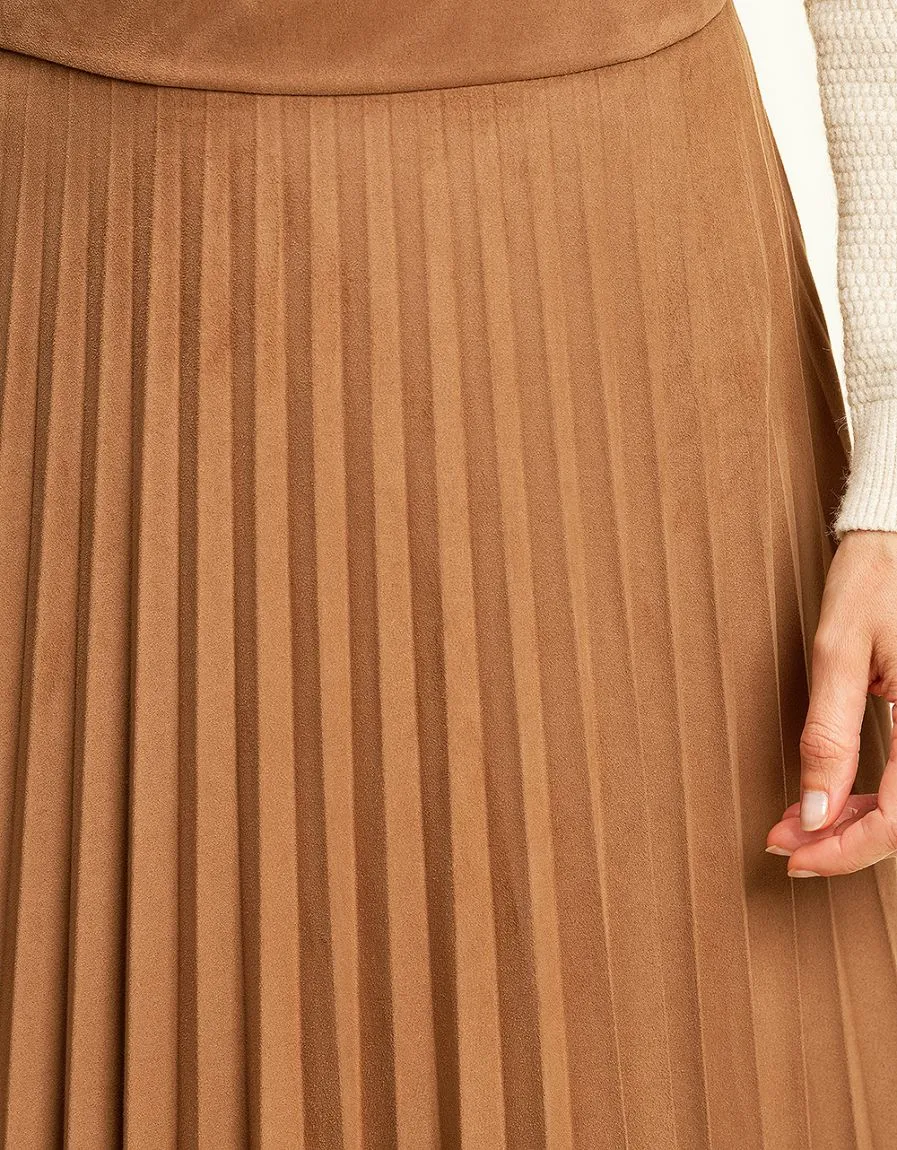 Camel pleated maxi skirt - Skirts