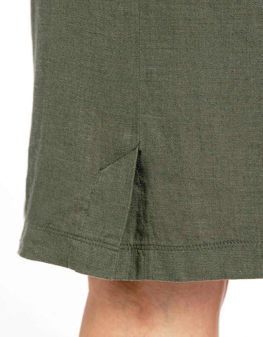 Lightweight Khaki Linen Skirt - Skirts