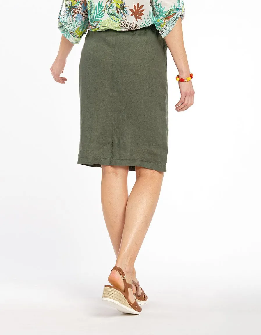 Lightweight Khaki Linen Skirt - Skirts